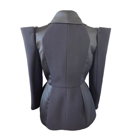 DICE KAYEK BONDED VISCOSE CREPE & SATIN JACKET BLAZER TUXEDO STYLE 44 - Picture 8 of 11